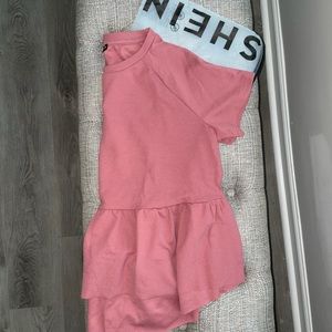 Coral/Blush blouse with flowy bottom